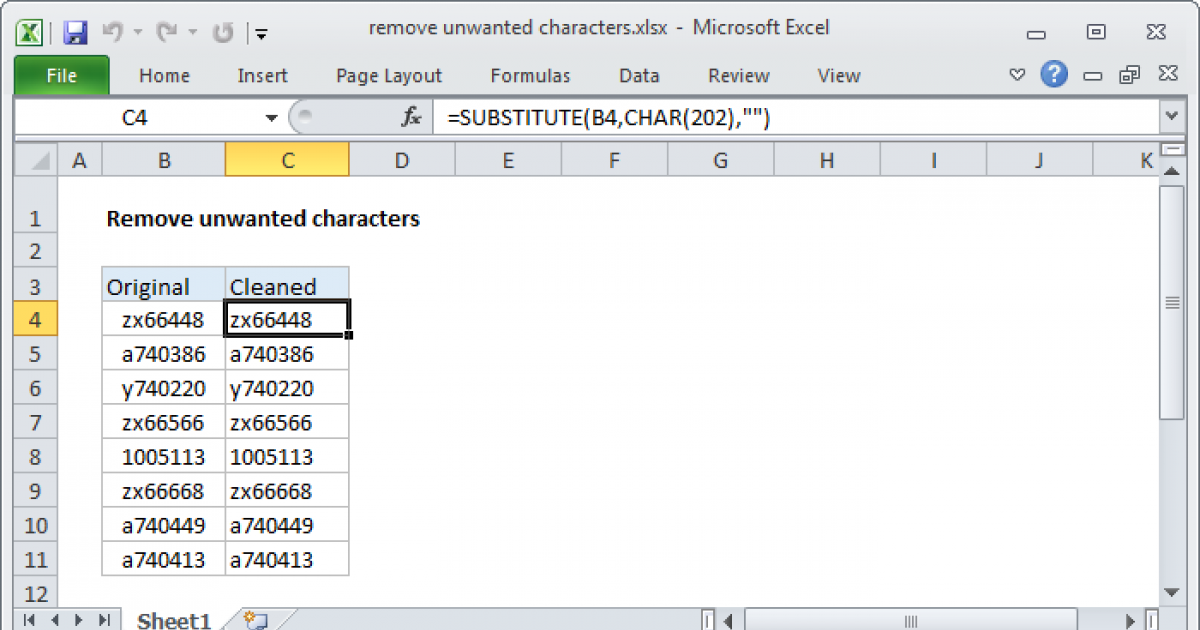 Remove Unwanted Characters Excel Formula Exceljet